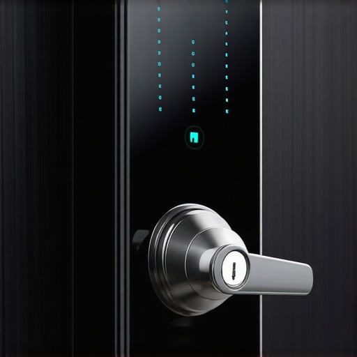 Futuristic biometric deadbolt with encryption security, symbolizing advanced business security technology
