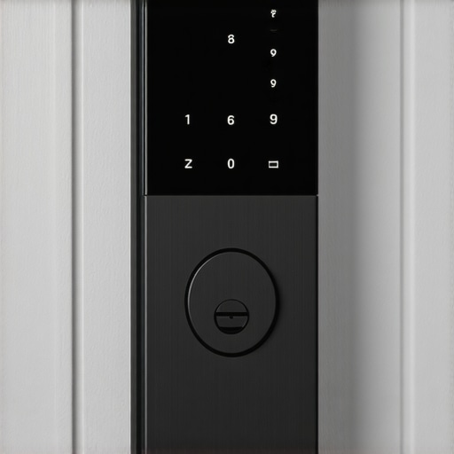 Close-up of a modern smart deadbolt lock installed on a business door