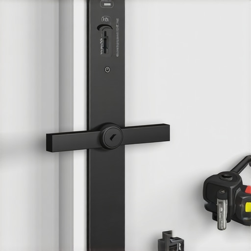 Close-up of a locksmith installing a high-security deadbolt on a business door.