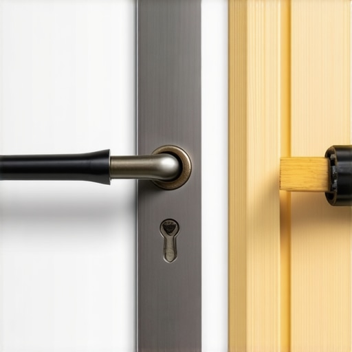 Technician applying graphite lubricant to a secure lock in a workshop setting
